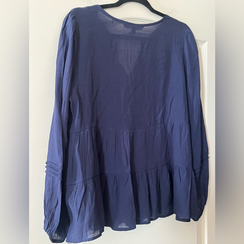 Zac & Rachel Women's Navy Blue Rayon Blend Boho Top Size Medium - Picture 3 of 13